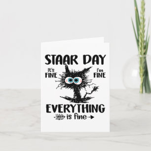 Day Black Cat Teacher Student Kids Staar Testing D Card