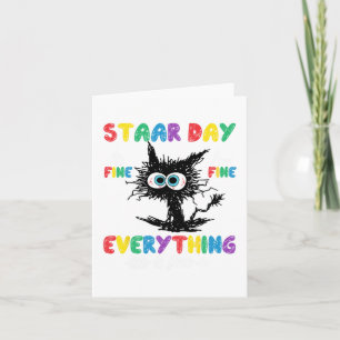Day Black Cat Teacher Student Kids Staar Testing D Card