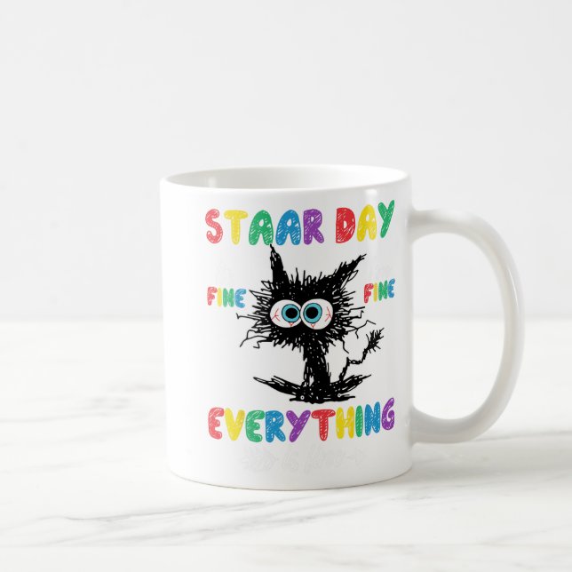 Day Black Cat Teacher Student Kids Staar Testing D Coffee Mug (Right)