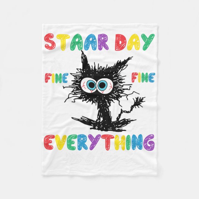 Day Black Cat Teacher Student Kids Staar Testing D Fleece Blanket (Front)