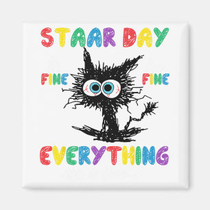 Day Black Cat Teacher Student Kids Staar Testing D Magnet