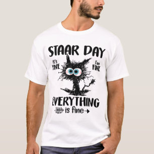 Day Black Cat Teacher Student Kids Staar Testing D T-Shirt