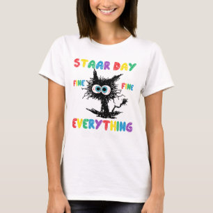 Day Black Cat Teacher Student Kids Staar Testing D T-Shirt