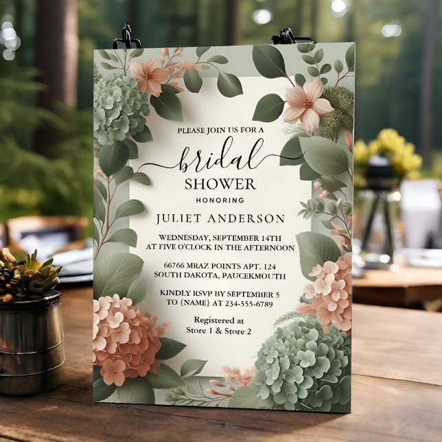 Day Blush Peach Mint Moss Sage Green Bridal Shower Invitation (Creator Uploaded)