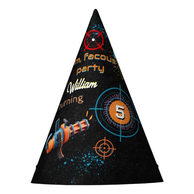 Day Boy Cool Nerf Wars Party Top Gun 5th Birthday Hat (Front)