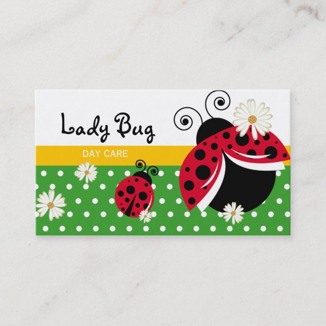 Day Care Business Card Cute Polka Dot Lady Bug (Front)