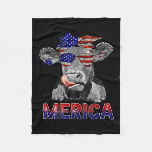 Day Cow Merica 4th Of July Cows Lovers Fleece Blanket