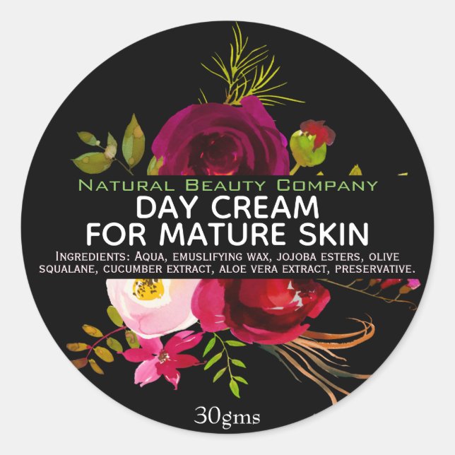 Day Cream For Mature Skin Label (Front)