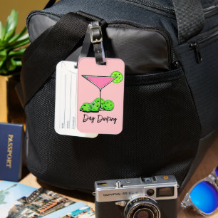 Day Dinking Cosmo Pink Cocktail, Pickleball Limes Luggage Tag