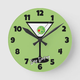 Day Dinking Cosmo Pink Cocktail, Pickleball Limes Round Clock