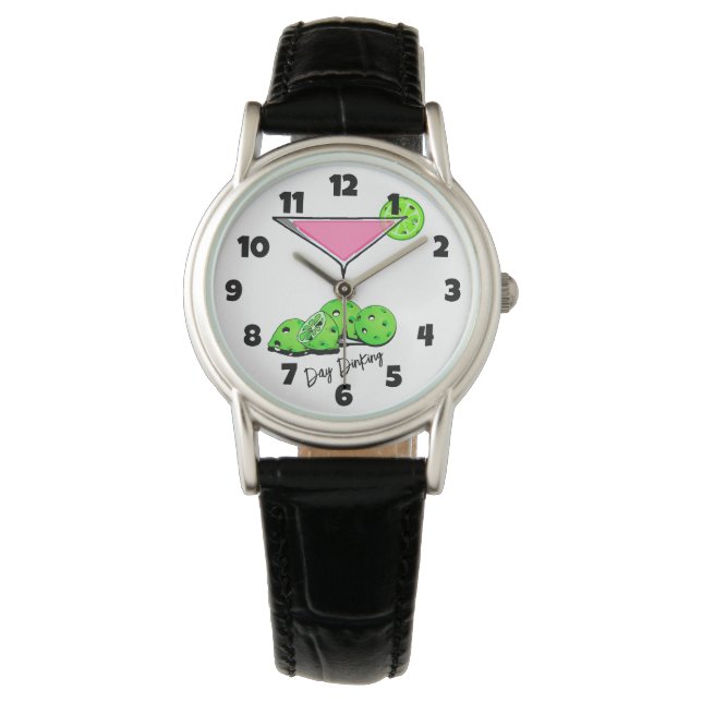 Day Dinking Cosmo Pink Cocktail, Pickleball Limes Watch (Front)