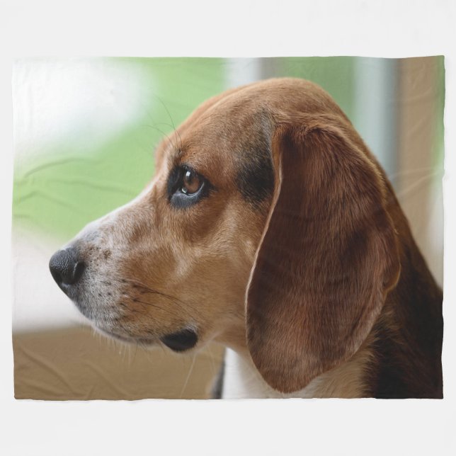Day Dreaming Beagle Fleece Blanket (Front (Horizontal))