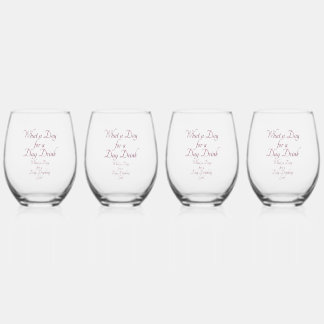 DAY DRINK - FOR HER! by Jeff Willis Art Stemless Wine Glass