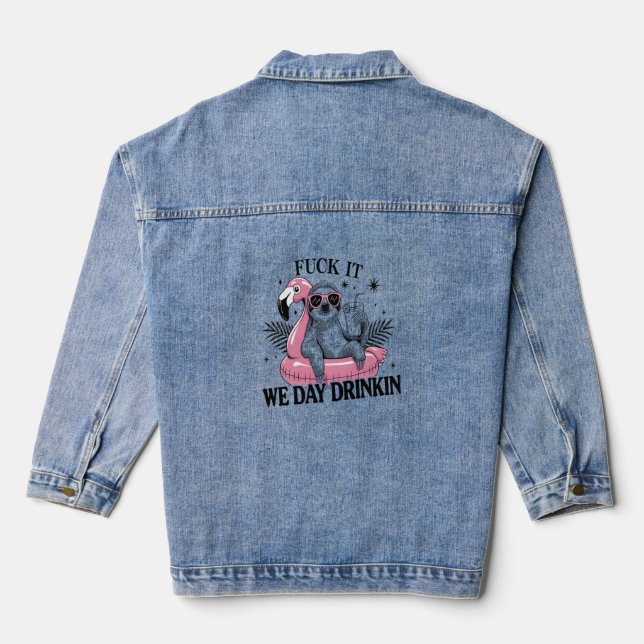 Day drinkin Sloth Denim Jacket (Back)