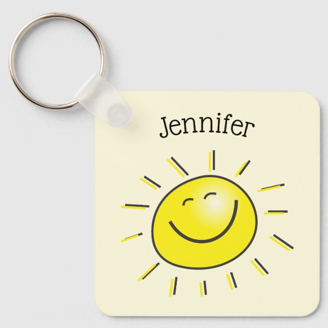 Day Drunk Sunshine Happy Face Key Ring (Front)