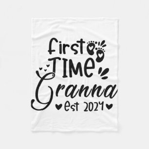 Day First Time Granna Est 2024  Fleece Blanket