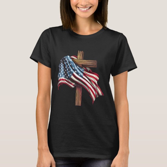 Day Flag Cross Print  T-Shirt (Front)