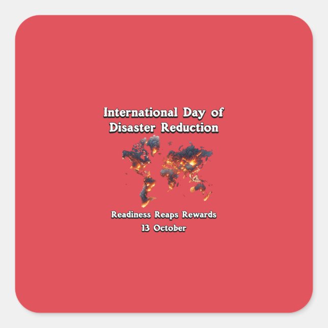 Day for Disaster Risk Reduction. Readiness Square Sticker (Front)