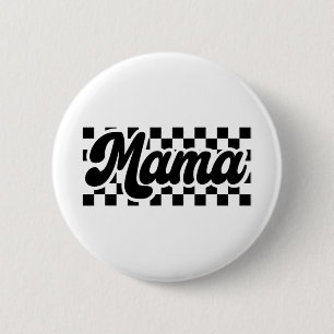Day For Mum Retro Vintage Womens Chequered Mama 6 Cm Round Badge