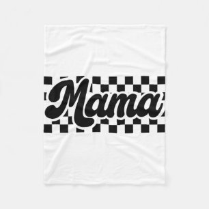 Day For Mum Retro Vintage Womens Chequered Mama  Fleece Blanket