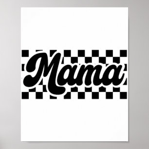 Day For Mum Retro Vintage Womens Chequered Mama Poster
