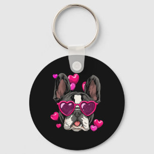 Day French Bulldog Heart Couples Love Day Dog Key Ring