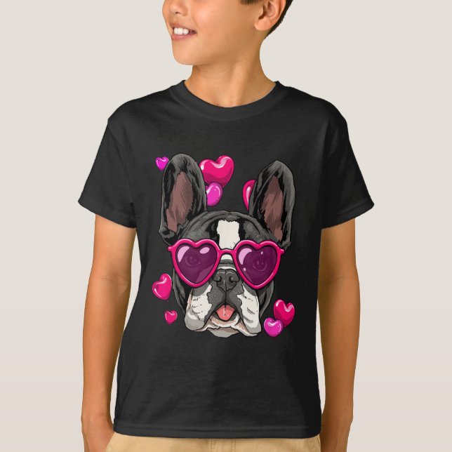 Day French Bulldog Heart Couples Love Day Dog  T-Shirt (Front)