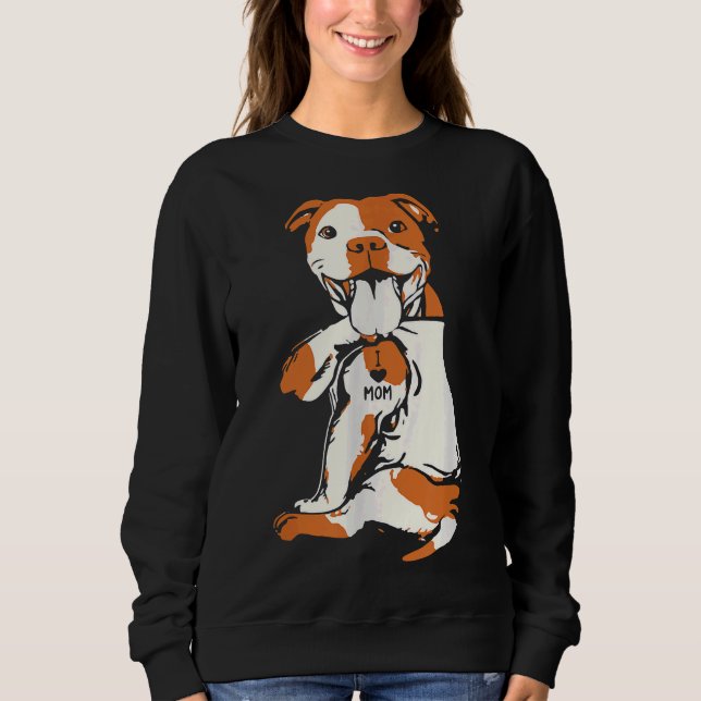 Day Funny Dog Pitbull I Love Mum Sweatshirt (Front)