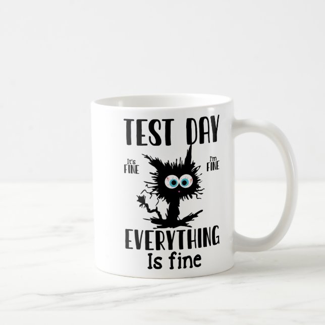Day Funny Stressed Cat Black Teacher Student Testi Coffee Mug (Right)
