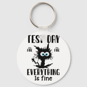 Day Funny Stressed Cat Black Teacher Student Testi Key Ring