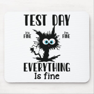Day Funny Stressed Cat Black Teacher Student Testi Mouse Pad