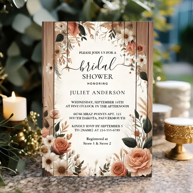 Day Garden Spring Wood Boho Rustic Bridal Shower Invitation (Creator Uploaded)