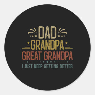 Day Gift From Grandkids Dad Grandpa Great Grandpa Classic Round Sticker