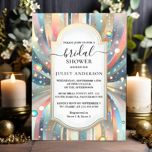 Day Glam Bright Pastel Ombre Glitter Bridal Shower Invitation