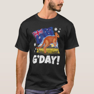 Day Good Kangaroo Patriotic Australian Flag Austra T-Shirt
