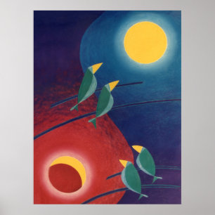 Day In - Day Out Colourful Abstract Bird Painting Poster
