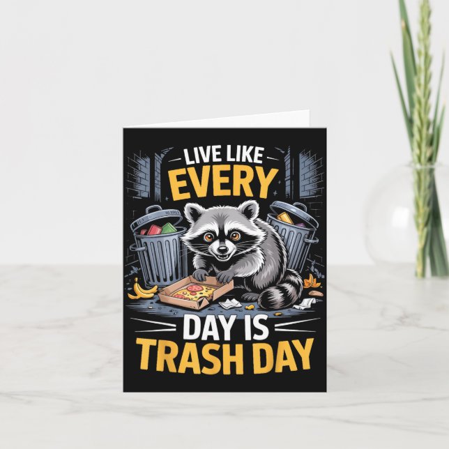 Day Is Trash Day Racoon Lover Trashed Racoon Anim Card (Front)