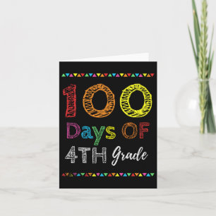 Day Kids Gift 100 Days Of 4th Grade 100 Days Of Sc Card