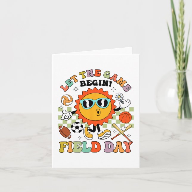 Day Let The Games Begin Teachers Kids Field Day 20 Card (Front)