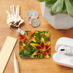 Day Lilies, Golden Orange Summer Blooms Key Ring