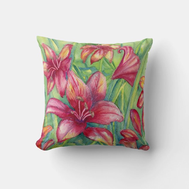 "Day Lilies" Throw Pillow (Front)