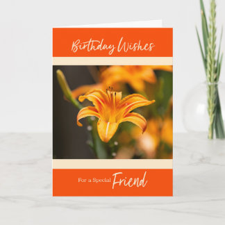 Day Lily Flower Happy Birthday Friend Card