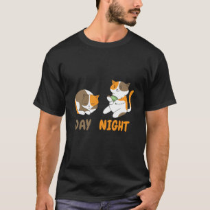 day night cats playing video games T-Shirt