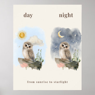 Day & Night Owl Nursery Print