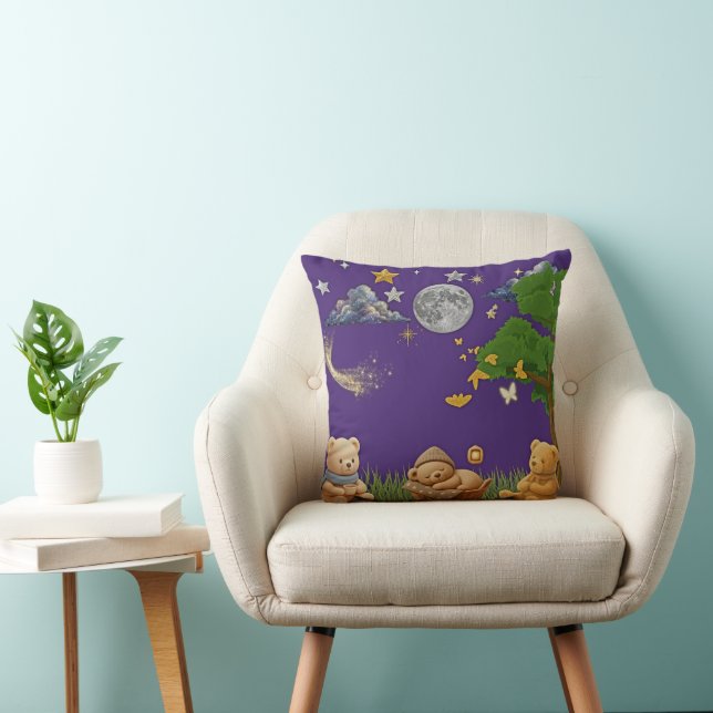 Day & Night Theme Teddy Double-sided throw pillow (Chair)