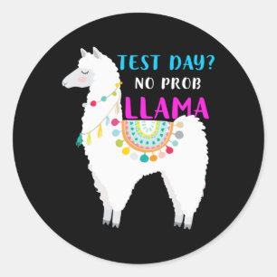 Day No Prob Llama Teacher Exam Testing Gifts Classic Round Sticker