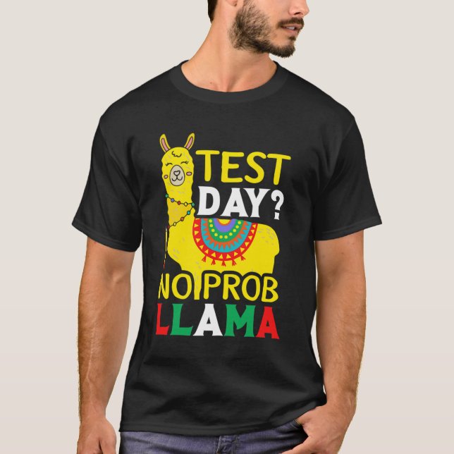 Day No Prob-llama Teacher Teaching Exam Testing  T-Shirt (Front)