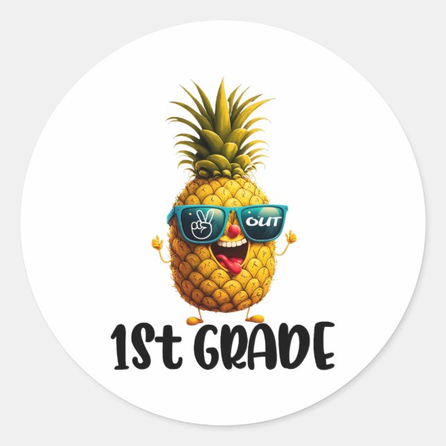 Day Of 1st Grade Peace Out 1st Grade Funny Graduat Classic Round Sticker (Front)
