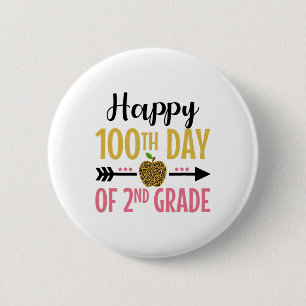 Day Of 2nd Grade Girls 100 Days Of School Teacher 6 Cm Round Badge