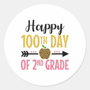 Day Of 2nd Grade Girls 100 Days Of School Teacher Classic Round Sticker